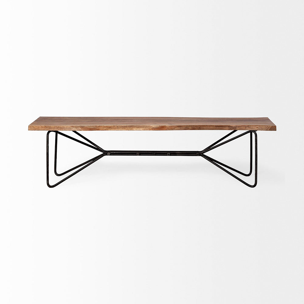 Mercana - Papillion III 66x18 Natural Solid Wood and Iron Dining Bench - 67854-AB view 4