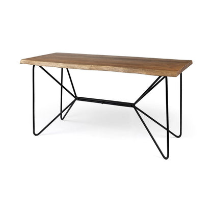 Mercana - Papillion IV 60L x 26W Natural Solid Wood and Live Edge Iron Office Desk - 68152-AB_CLOSEOUT view 1