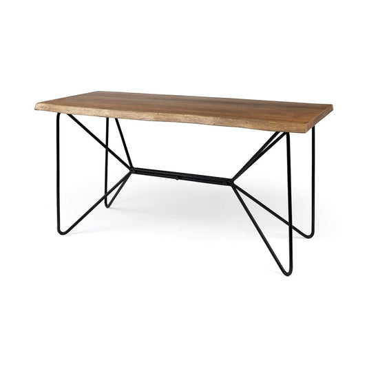 Mercana - Papillion IV 60L x 26W Natural Solid Wood and Live Edge Iron Office Desk - 68152-AB_CLOSEOUT view 1