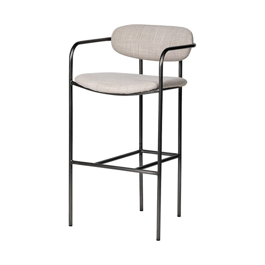 Mercana - Parker 30" Seat Height Beige Fabric Seat Gun Metal Grey Metal Bar Stool - 68563_CLOSEOUT view 1