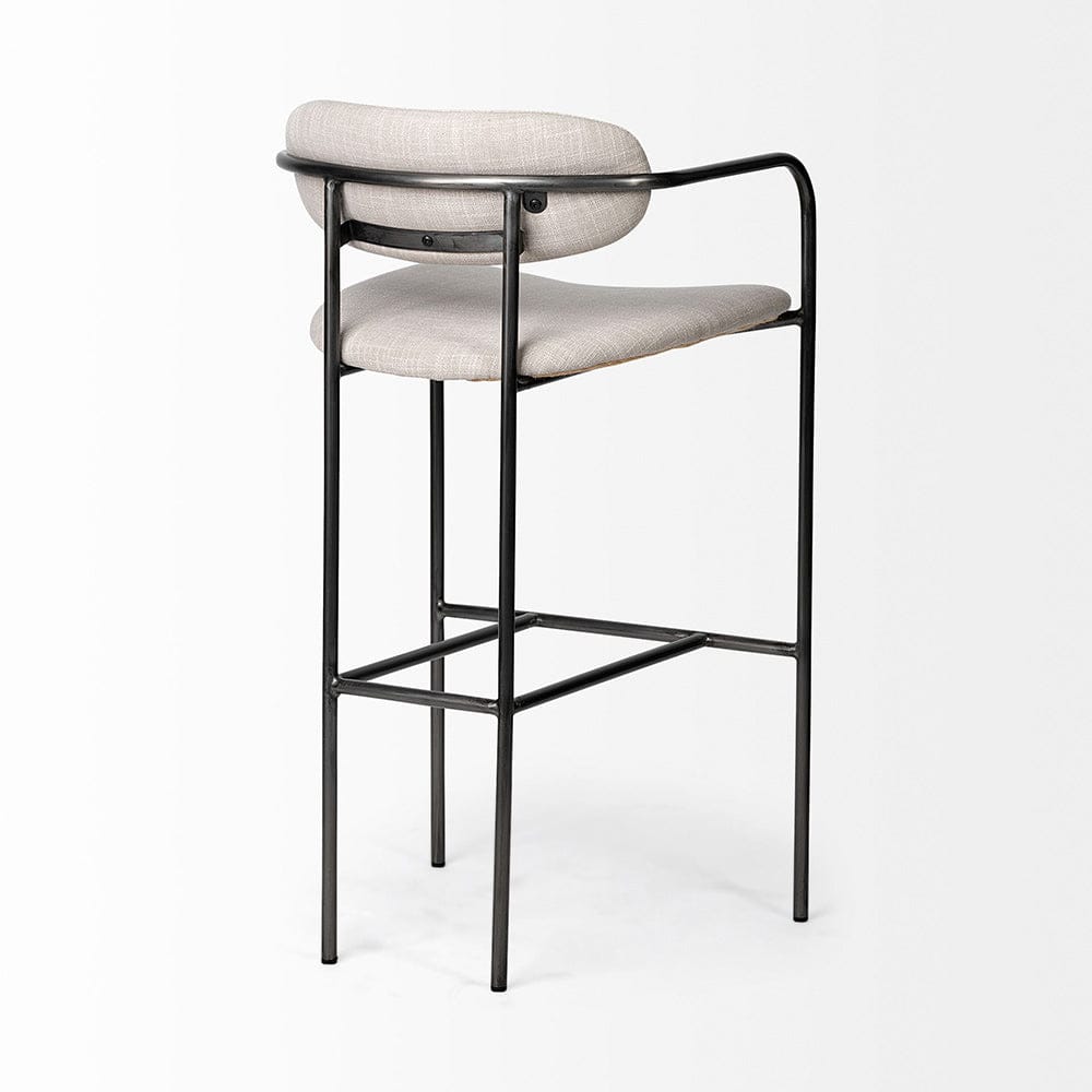 Mercana - Parker 30" Seat Height Beige Fabric Seat Gun Metal Grey Metal Bar Stool - 68563_CLOSEOUT view 2