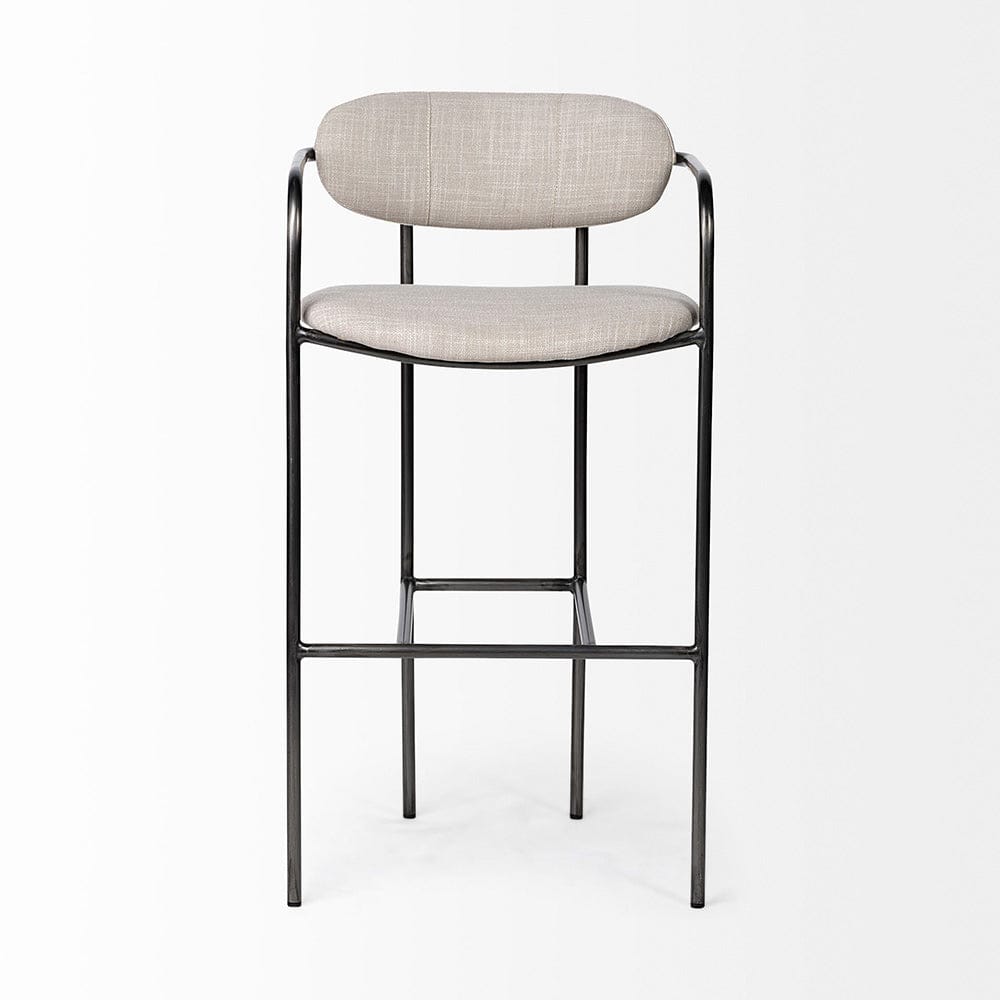 Mercana - Parker 30" Seat Height Beige Fabric Seat Gun Metal Grey Metal Bar Stool - 68563_CLOSEOUT view 5