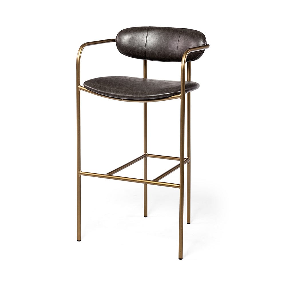 Mercana - Parker Brown Faux Leather Seat Gold Metal Bar Stool - 69363 view 1