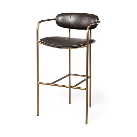 Mercana - Parker Brown Faux Leather Seat Gold Metal Bar Stool - 69363 view 1