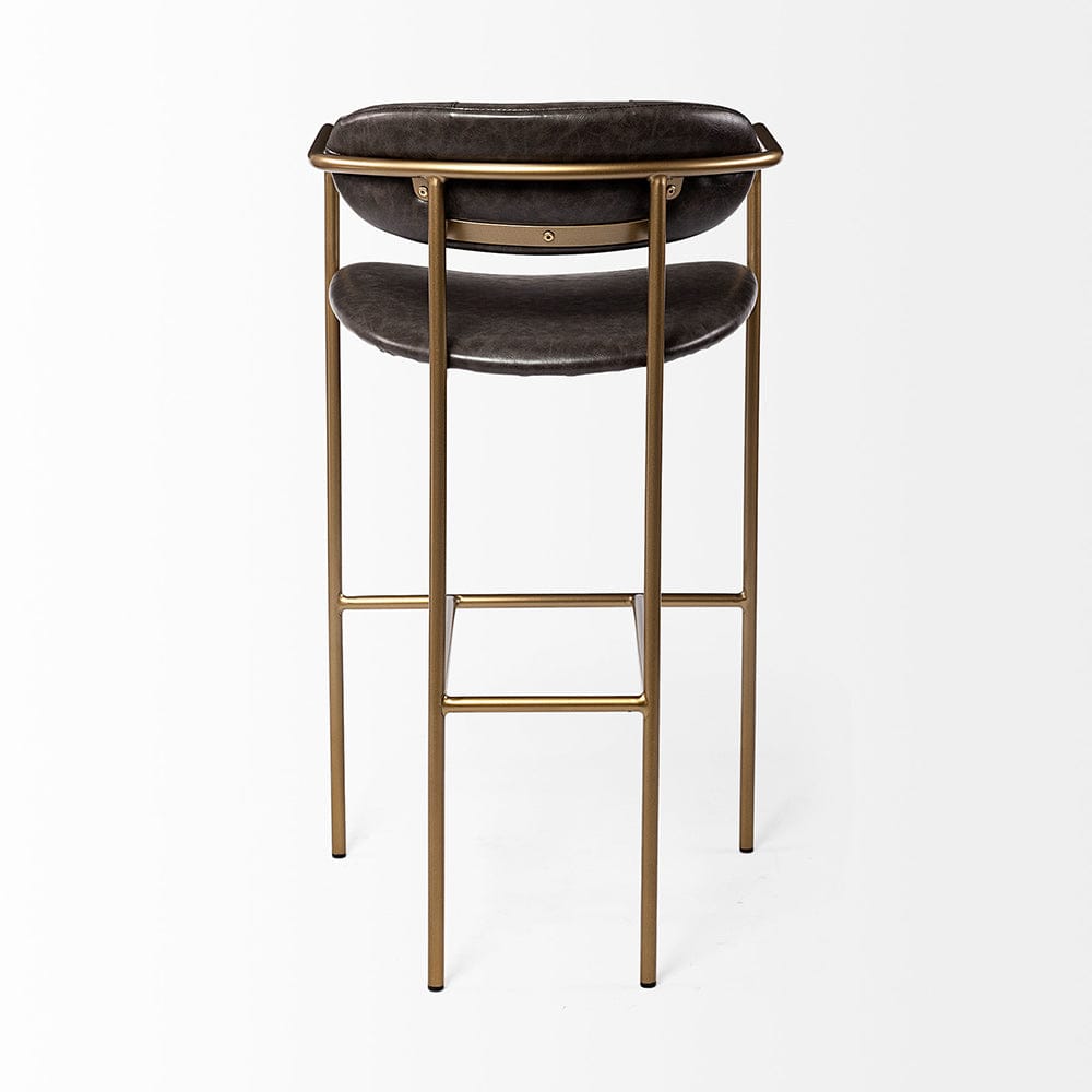 Mercana - Parker Brown Faux Leather Seat Gold Metal Bar Stool - 69363 view 4