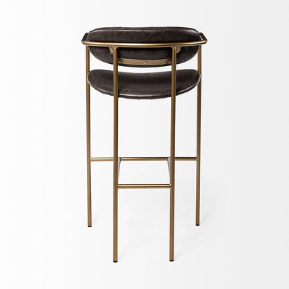 Mercana - Parker Brown Faux Leather Seat Gold Metal Bar Stool - 69363 view 4