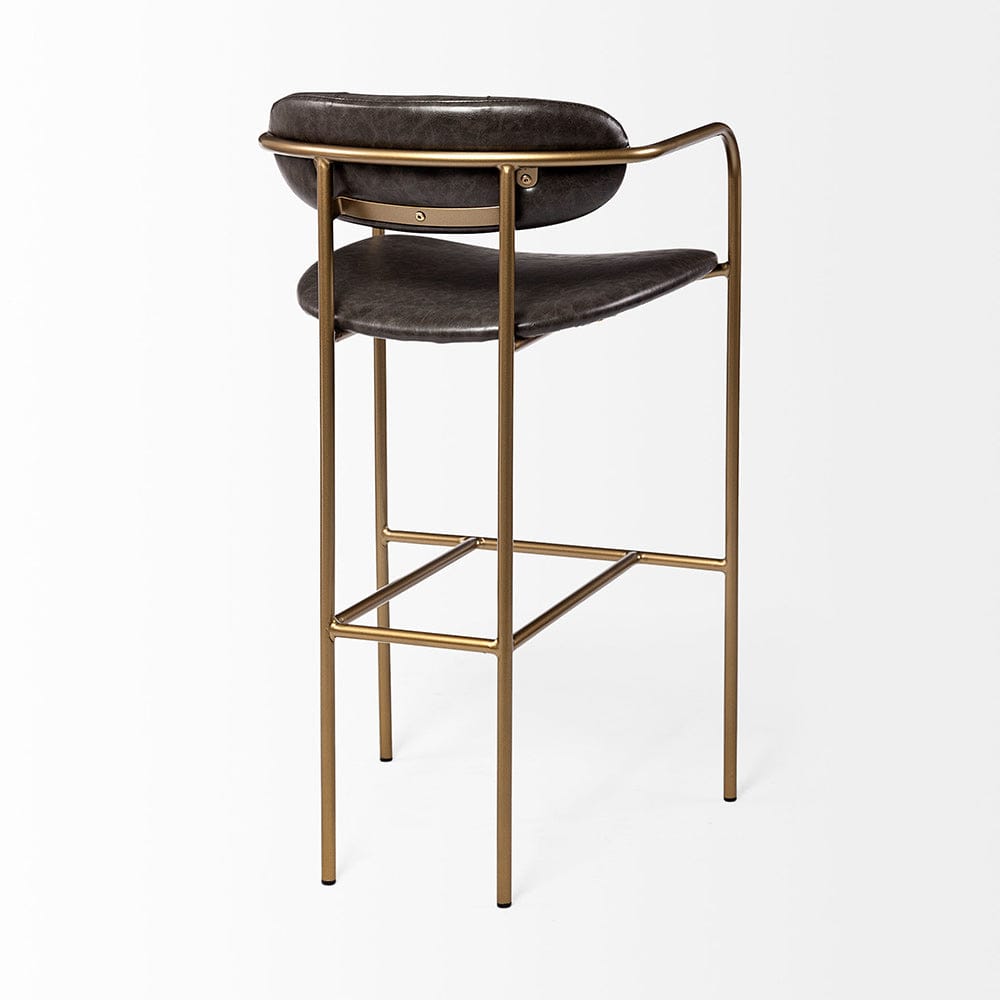 Mercana - Parker Brown Faux Leather Seat Gold Metal Bar Stool - 69363 view 5
