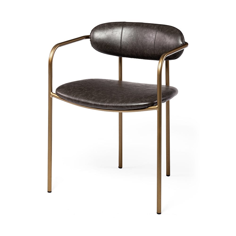 Mercana - Parker Brown Faux Leather Seat Gold Metal Dining Chair (Set of 2) - 69361 view 1