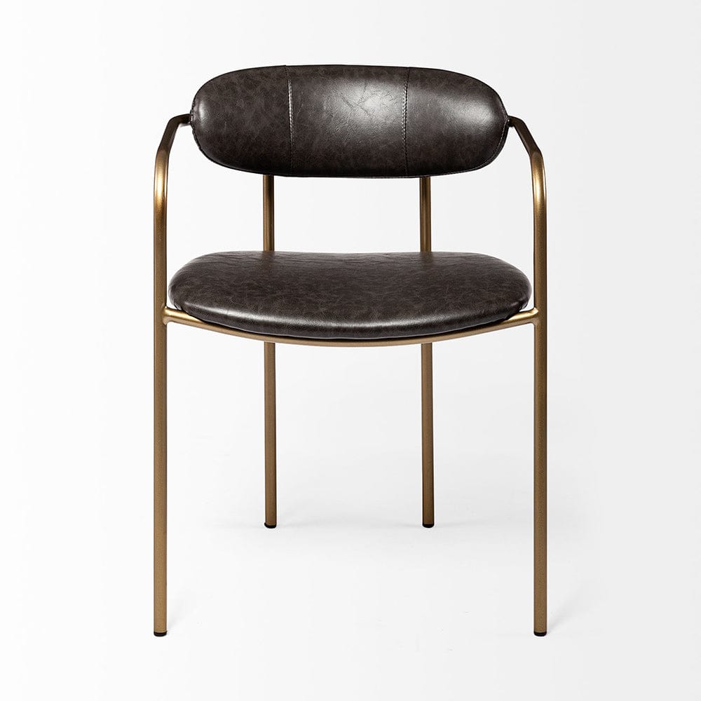 Mercana - Parker Brown Faux Leather Seat Gold Metal Dining Chair (Set of 2) - 69361 view 2