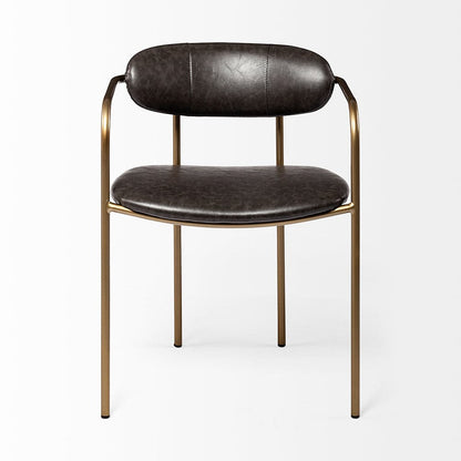 Mercana - Parker Brown Faux Leather Seat Gold Metal Dining Chair (Set of 2) - 69361 view 2