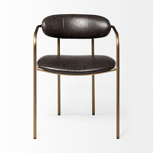 Mercana - Parker Brown Faux Leather Seat Gold Metal Dining Chair (Set of 2) - 69361 view 2