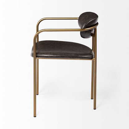 Mercana - Parker Brown Faux Leather Seat Gold Metal Dining Chair (Set of 2) - 69361 view 3