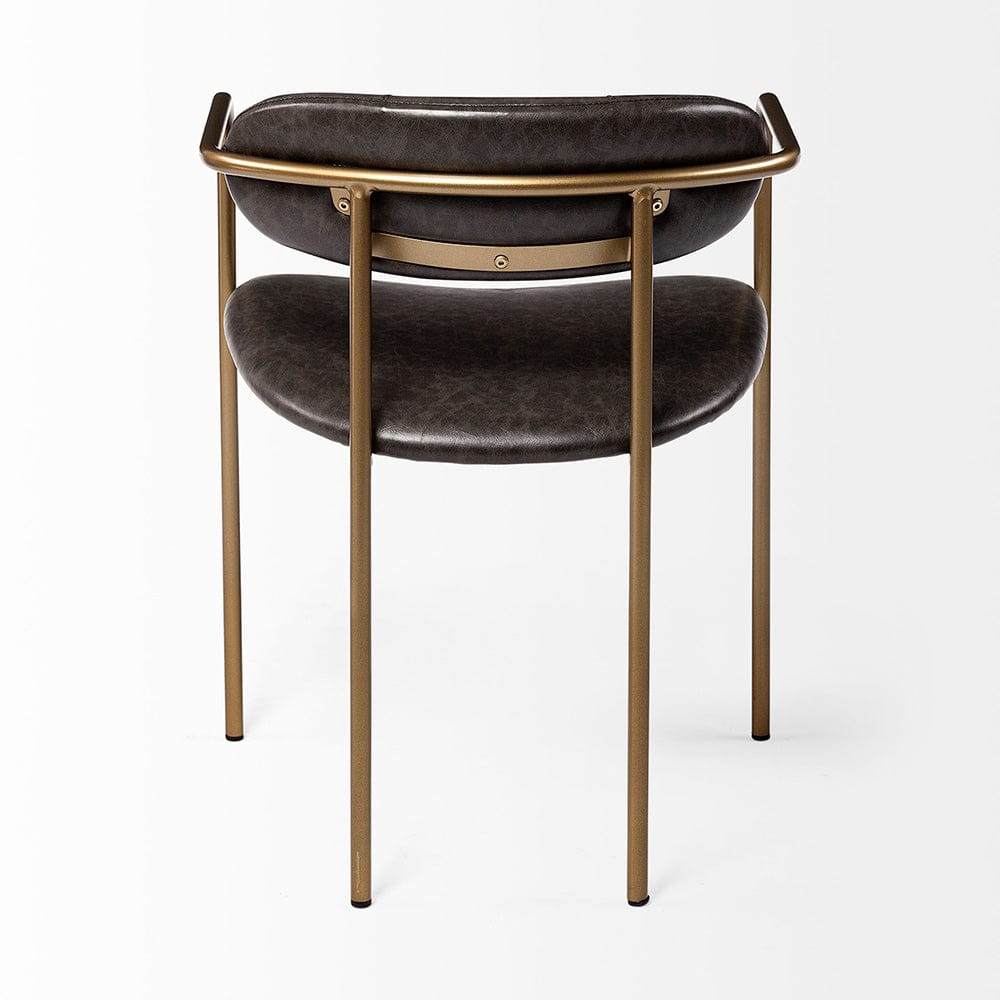 Mercana - Parker Brown Faux Leather Seat Gold Metal Dining Chair (Set of 2) - 69361 view 4