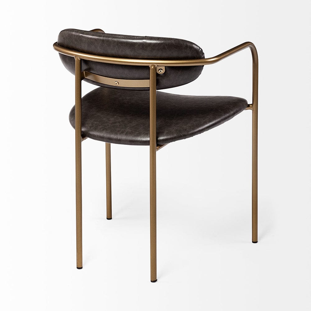 Mercana - Parker Brown Faux Leather Seat Gold Metal Dining Chair (Set of 2) - 69361 view 5