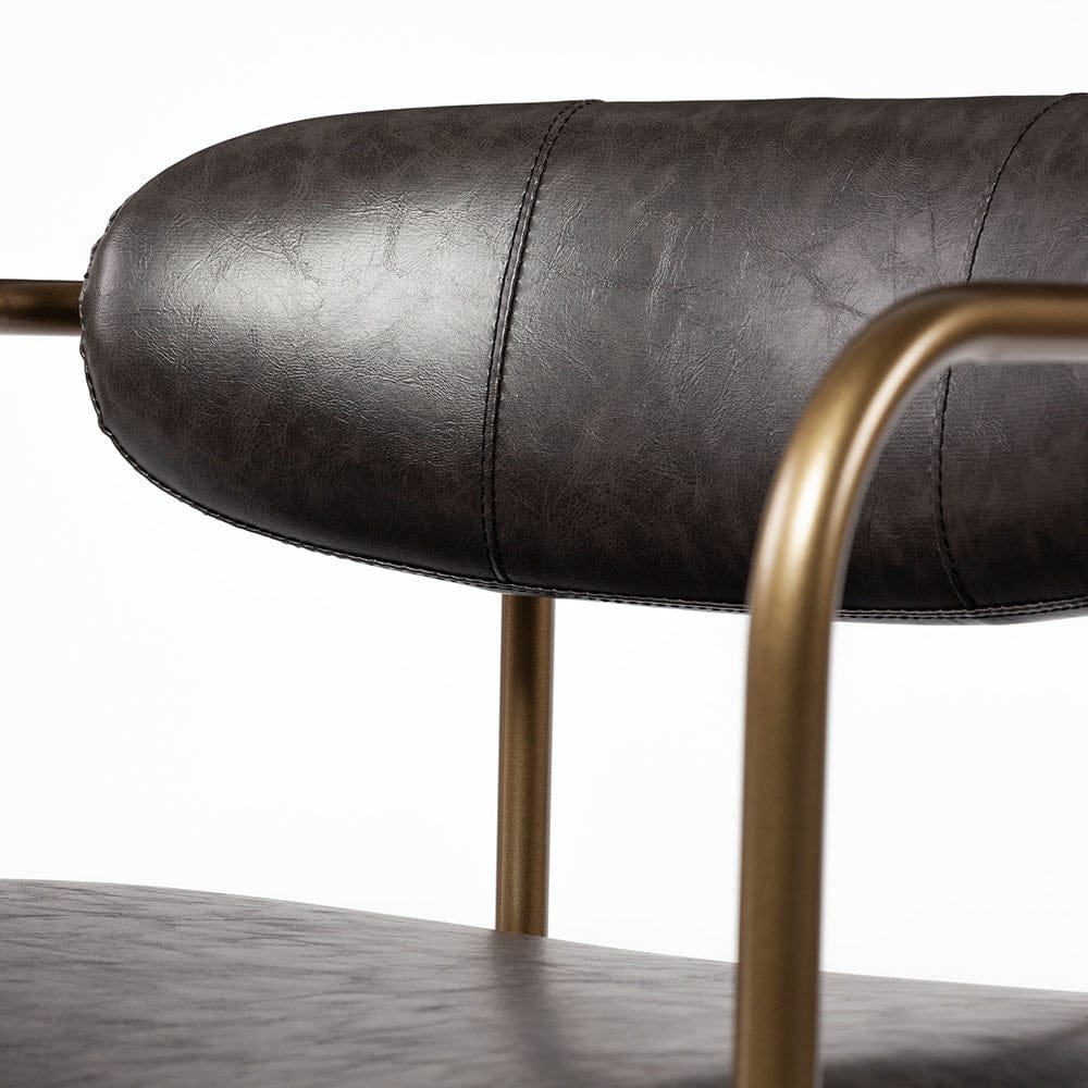 Mercana - Parker Brown Faux Leather Seat Gold Metal Dining Chair (Set of 2) - 69361 view 6