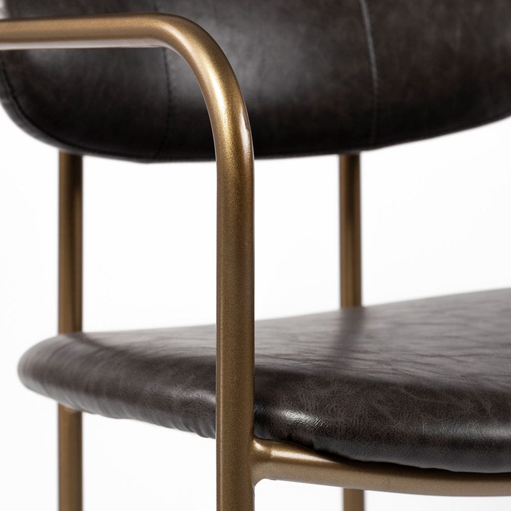 Mercana - Parker Brown Faux Leather Seat Gold Metal Dining Chair (Set of 2) - 69361 view 7