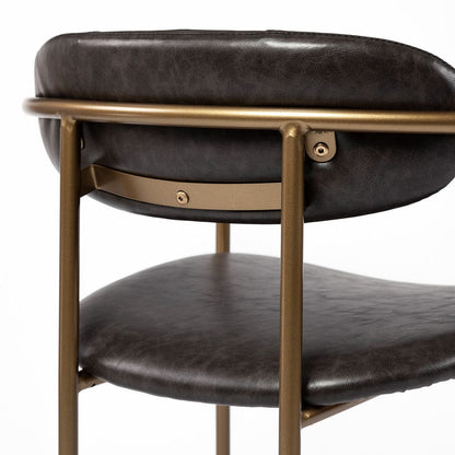 Mercana - Parker Brown Faux Leather Seat Gold Metal Dining Chair (Set of 2) - 69361 view 9