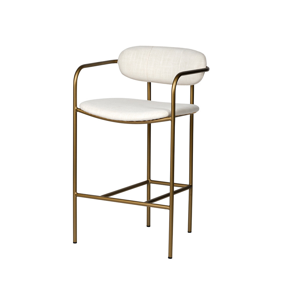 Mercana - Parker Cream Fabric Seat Gold Metal Counter Stool - 68562 view 1