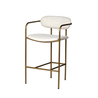 Mercana - Parker Cream Fabric Seat Gold Metal Counter Stool - 68562 view 1