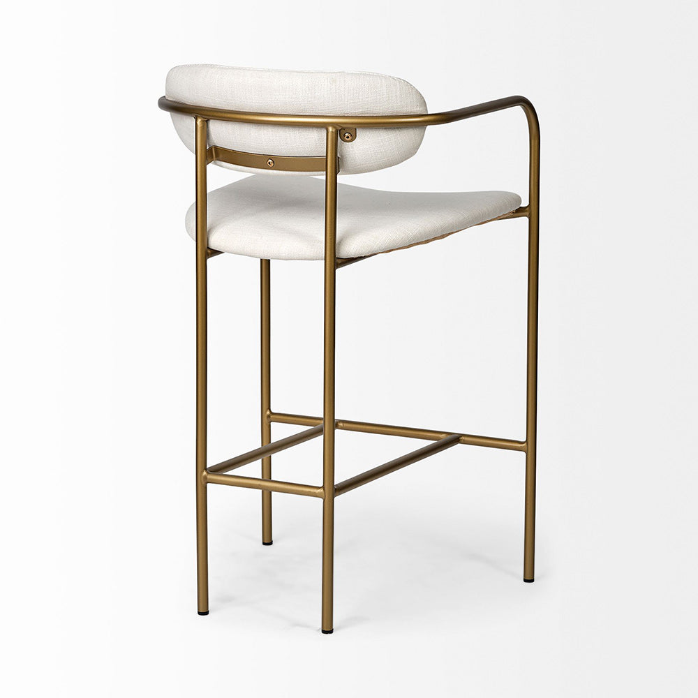 Mercana - Parker Cream Fabric Seat Gold Metal Counter Stool - 68562 view 2
