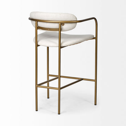 Mercana - Parker Cream Fabric Seat Gold Metal Counter Stool - 68562 view 2