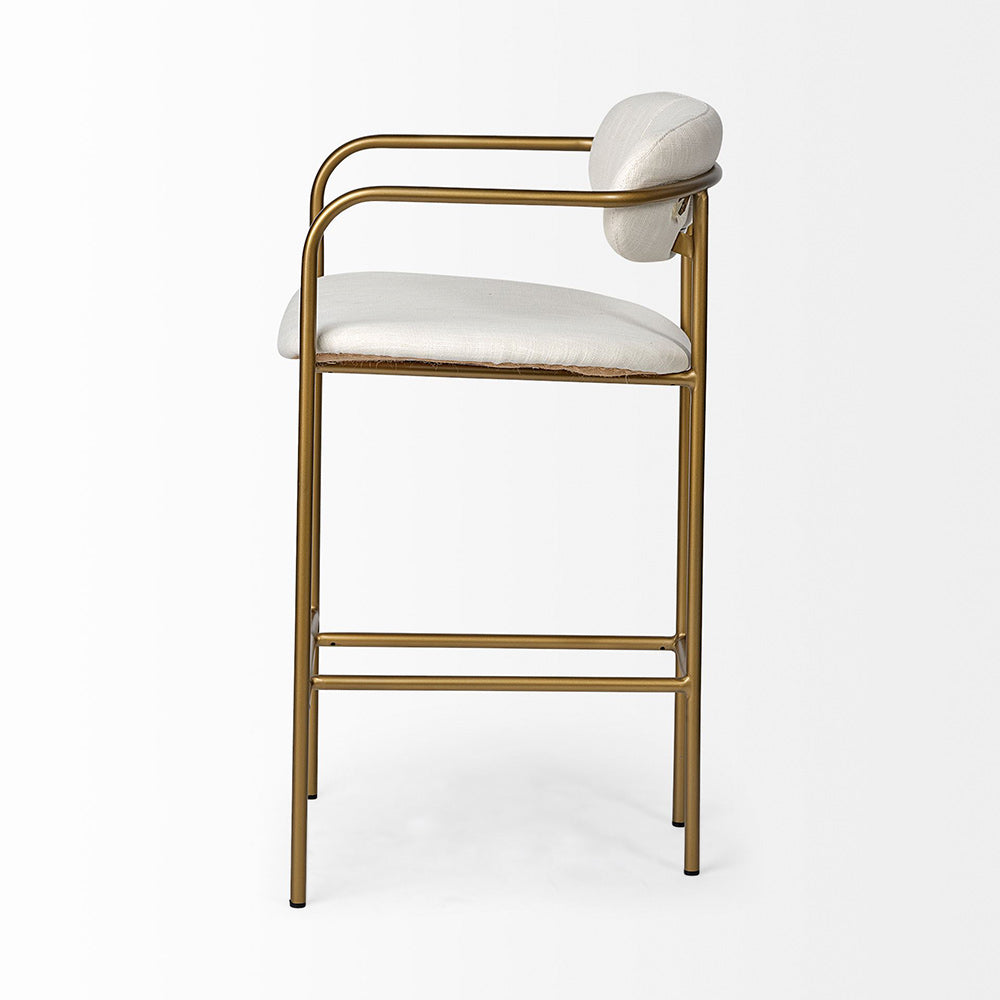Mercana - Parker Cream Fabric Seat Gold Metal Counter Stool - 68562 view 4