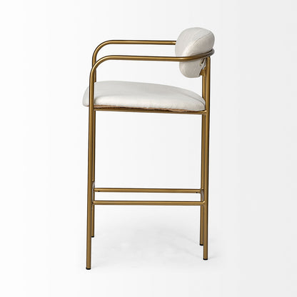 Mercana - Parker Cream Fabric Seat Gold Metal Counter Stool - 68562 view 4