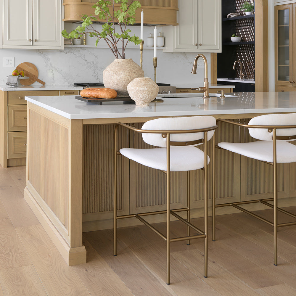 Mercana - Parker Cream Fabric Seat Gold Metal Counter Stool - 68562 view 10