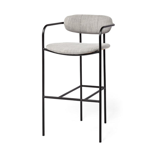 Mercana - Parker Gray Fabric Seat Black Metal Bar Stool - 69360_CLOSEOUT view 1