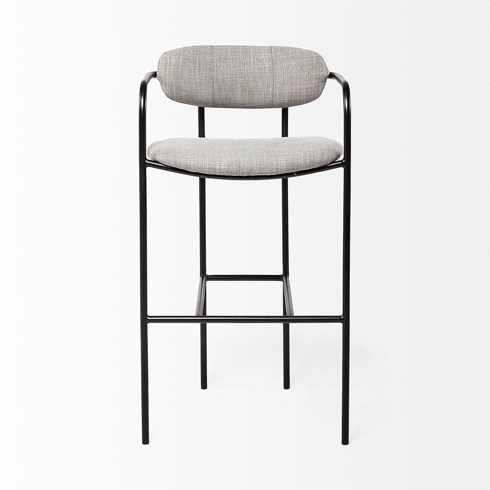 Mercana - Parker Gray Fabric Seat Black Metal Bar Stool - 69360_CLOSEOUT view 2