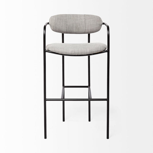 Mercana - Parker Gray Fabric Seat Black Metal Bar Stool - 69360_CLOSEOUT view 2