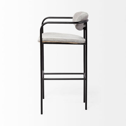 Mercana - Parker Gray Fabric Seat Black Metal Bar Stool - 69360_CLOSEOUT view 3