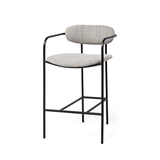Mercana - Parker Gray Fabric Seat Black Metal Counter Stool - 69359_CLOSEOUT view 1