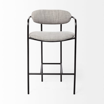 Mercana - Parker Gray Fabric Seat Black Metal Counter Stool - 69359_CLOSEOUT view 2