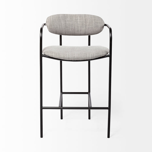Mercana - Parker Gray Fabric Seat Black Metal Counter Stool - 69359_CLOSEOUT view 2