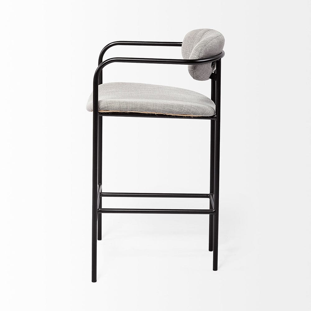Mercana - Parker Gray Fabric Seat Black Metal Counter Stool - 69359_CLOSEOUT view 3