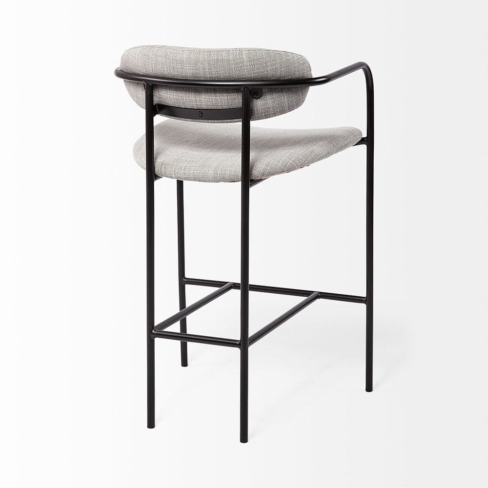 Mercana - Parker Gray Fabric Seat Black Metal Counter Stool - 69359_CLOSEOUT view 5