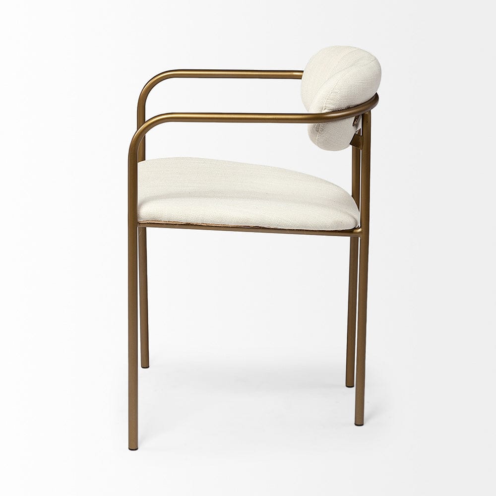 Mercana - Parker I Cream Fabric Seat Gold Metal Frame Dining Chair (Set of 2) - 68310 view 3