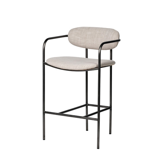 Mercana - Parker II Beige Fabric Seat Gun Metal Grey Metal Counter Stool - 68561_CLOSEOUT view 1