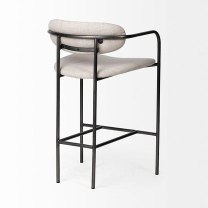 Mercana - Parker II Beige Fabric Seat Gun Metal Grey Metal Counter Stool - 68561_CLOSEOUT view 2