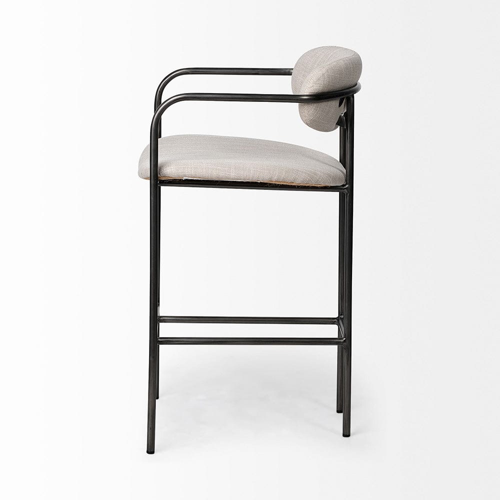 Mercana - Parker II Beige Fabric Seat Gun Metal Grey Metal Counter Stool - 68561_CLOSEOUT view 4
