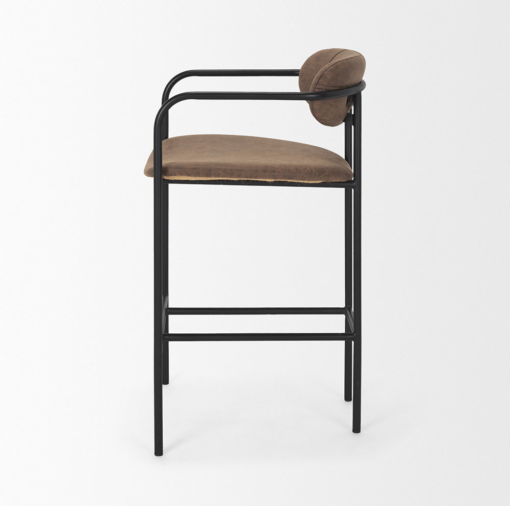 Mercana - Parker Muted Brown Faux Leather w/ Black Metal Counter Stool - 70780_CLOSEOUT view 3