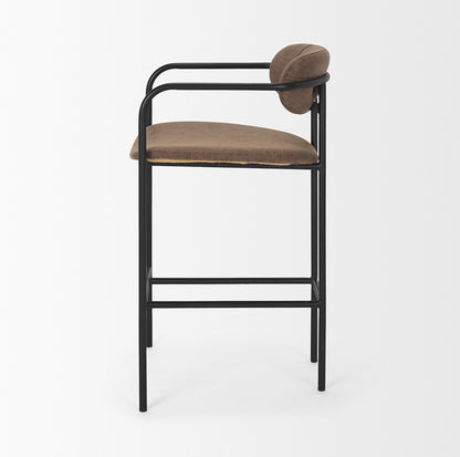 Mercana - Parker Muted Brown Faux Leather w/ Black Metal Counter Stool - 70780_CLOSEOUT view 3