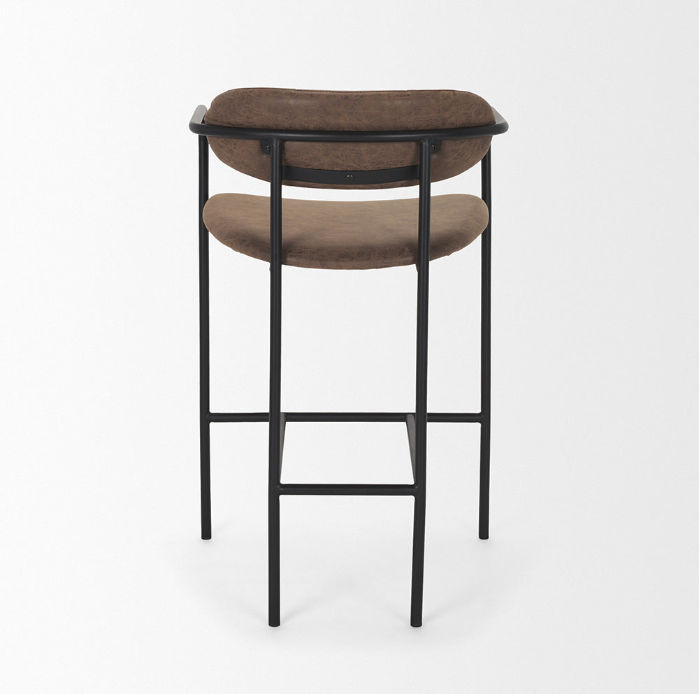 Mercana - Parker Muted Brown Faux Leather w/ Black Metal Counter Stool - 70780_CLOSEOUT view 4