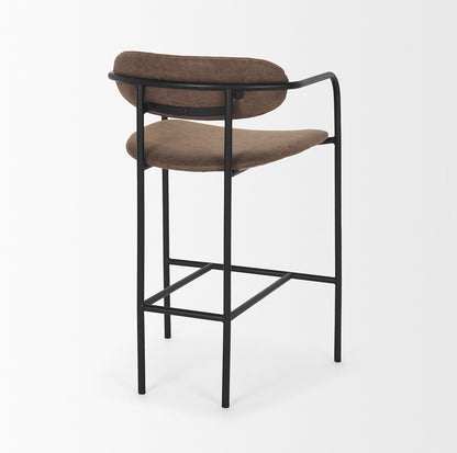 Mercana - Parker Muted Brown Faux Leather w/ Black Metal Counter Stool - 70780_CLOSEOUT view 5
