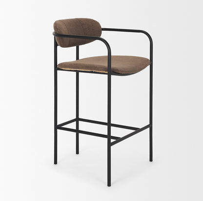 Mercana - Parker Muted Brown Faux Leather w/ Black Metal Counter Stool - 70780_CLOSEOUT view 6