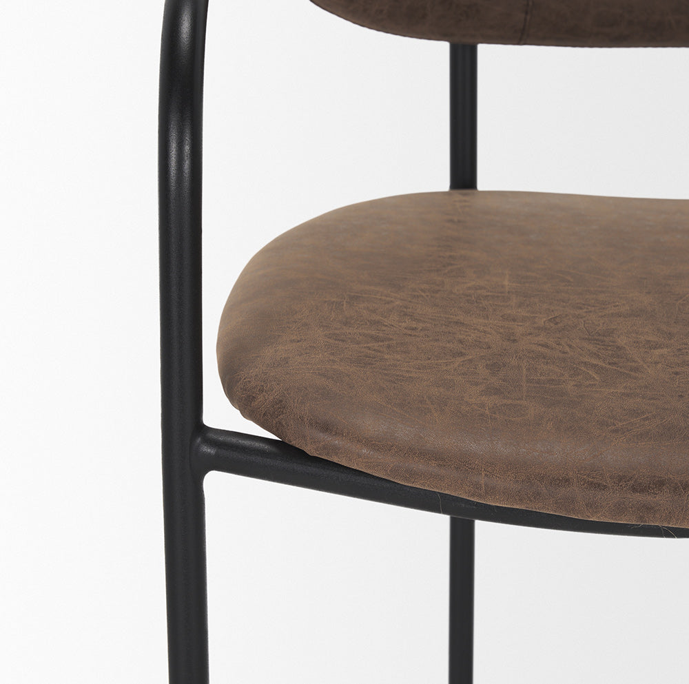 Mercana - Parker Muted Brown Faux Leather w/ Black Metal Counter Stool - 70780_CLOSEOUT view 8