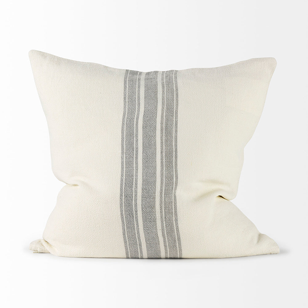 Mercana - Patrice 22 x 22 Cream With Gray Stripes Decorative Pillow Cover - 68871 view 2