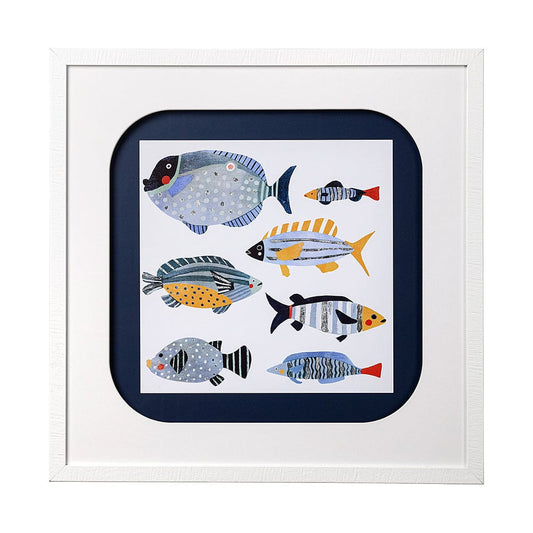 Mercana - Patterned Fish I by Victoria Barnes a Hand Embellished Textured Framed Art Print Matted under Glass - 13710 view 1