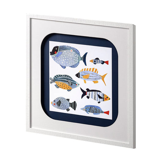 Mercana - Patterned Fish I by Victoria Barnes a Hand Embellished Textured Framed Art Print Matted under Glass - 13710 view 2